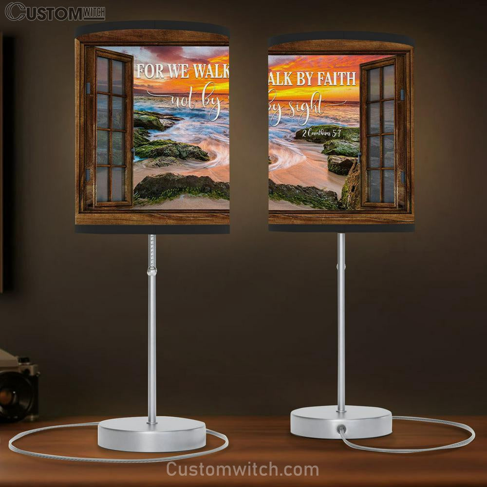 For We Walk By Faith Not By Sight Table Lamb Gift - Christian Bedroom Decor