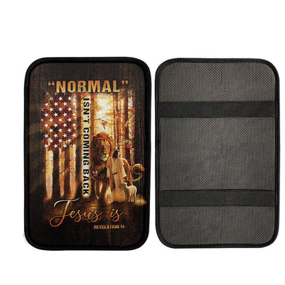 Forest Lion Painting Animal Of God Normal Isn't Coming Back Jesus Is Car Center Console Cover, Christian Car Accessories