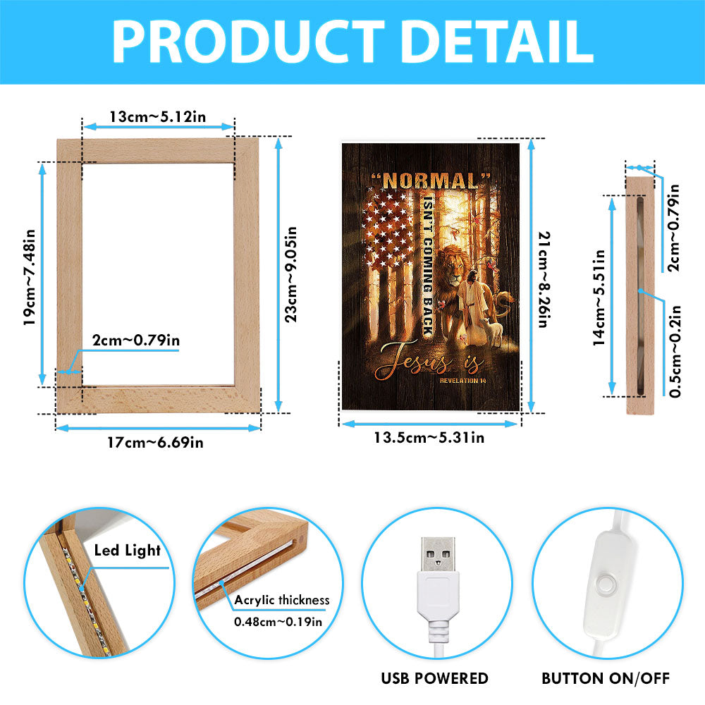 Forest Lion Painting Animal Of God Normal Isn't Coming Back Jesus Is Frame Lamp Art - Christian Night Light