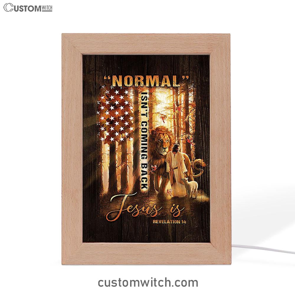 Forest Lion Painting Animal Of God Normal Isn't Coming Back Jesus Is Frame Lamp Art - Christian Night Light