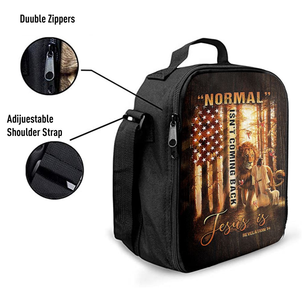 Forest Lion Painting Animal Of God Normal Isn't Coming Back Jesus Is Lunch Bag, Christian Lunch Bag, Religious Lunch Box For School, Picnic