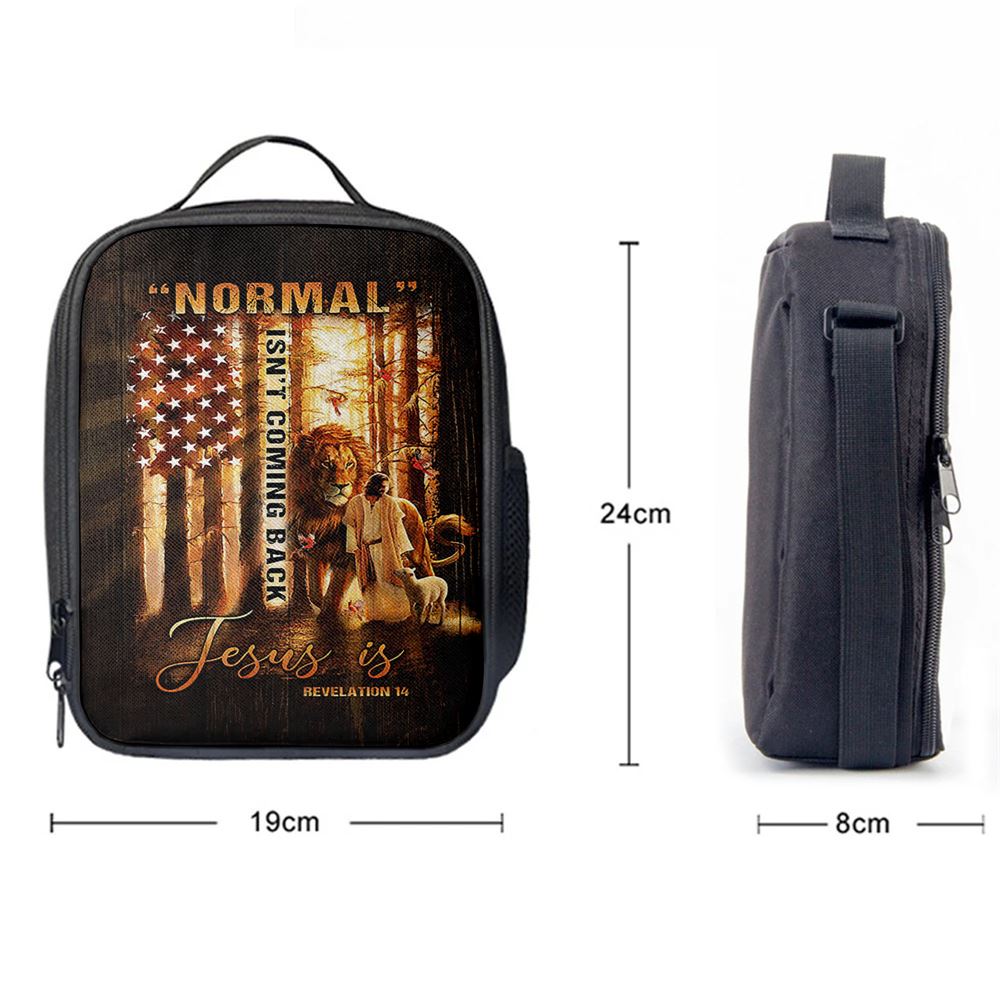 Forest Lion Painting Animal Of God Normal Isn't Coming Back Jesus Is Lunch Bag, Christian Lunch Bag, Religious Lunch Box For School, Picnic
