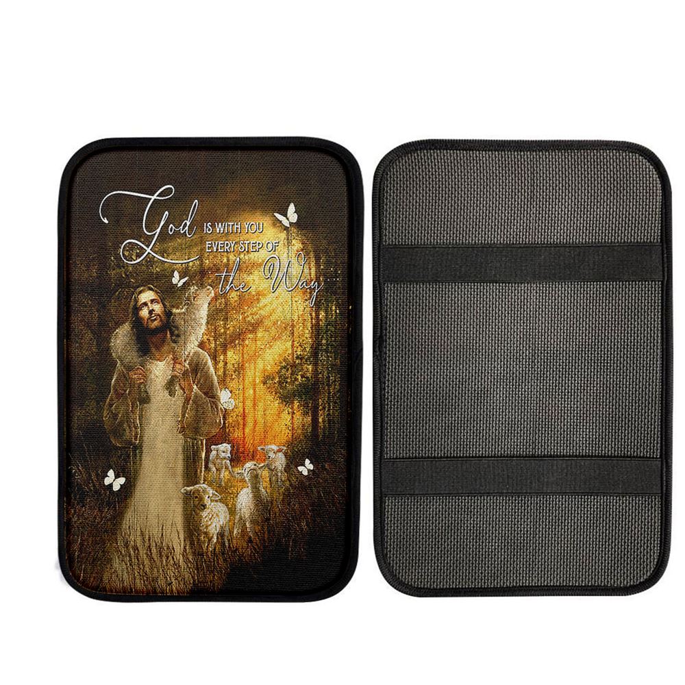 Forest The Life Of Jesus Animal Of God God Is With You Every Step Of The Way Car Center Console Cover, Christian Car Accessories