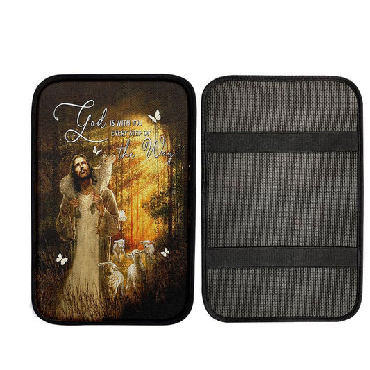 Forest The Life Of Jesus Animal Of God God Is With You Every Step Of The Way Car Center Console Cover, Christian Car Accessories