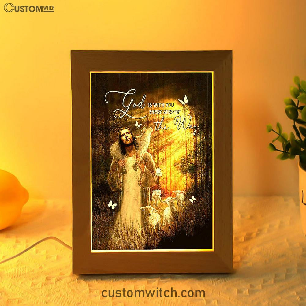 Forest The Life Of Jesus Animal Of God God Is With You Every Step Of The Way Frame Lamp Art - Christian Night Light