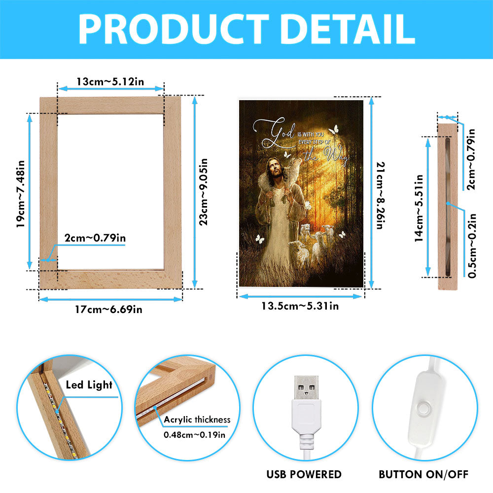Forest The Life Of Jesus Animal Of God God Is With You Every Step Of The Way Frame Lamp Art - Christian Night Light