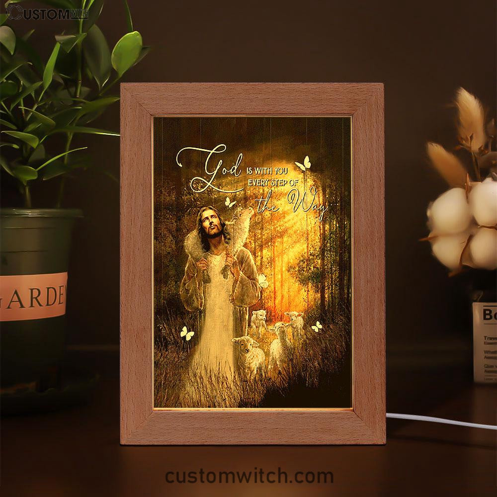 Forest The Life Of Jesus Animal Of God God Is With You Every Step Of The Way Frame Lamp Art - Christian Night Light