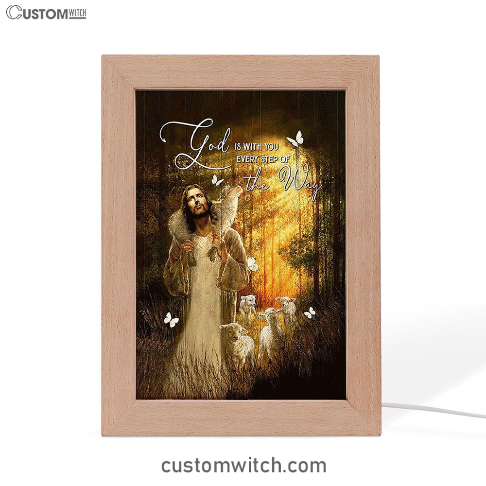 Forest The Life Of Jesus Animal Of God God Is With You Every Step Of The Way Frame Lamp Art - Christian Night Light
