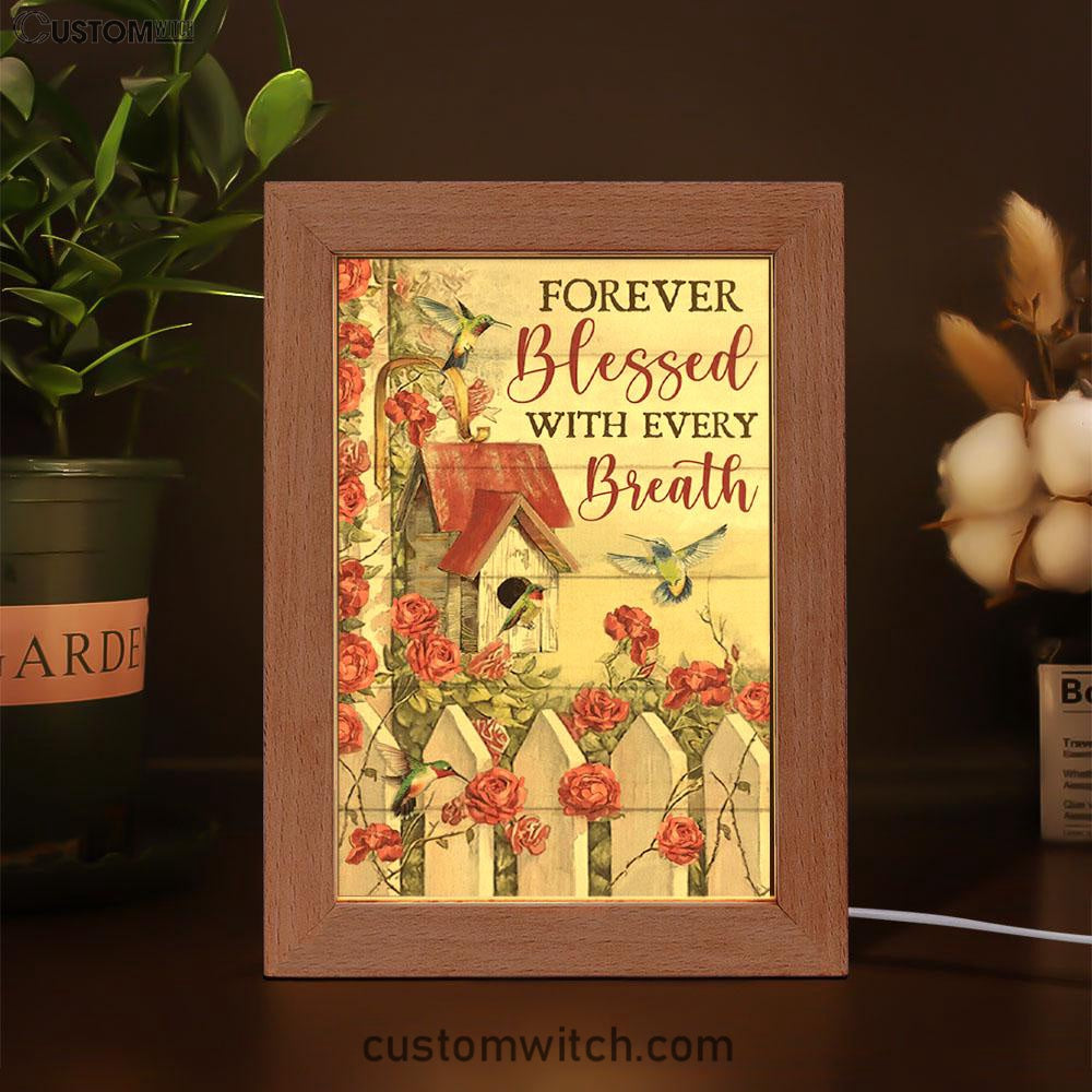 Forever Blessed With Every Breath Red Rose Garden Hummingbird Frame Lamp Art - Christian Art Decor - Religious Gifts Night Light
