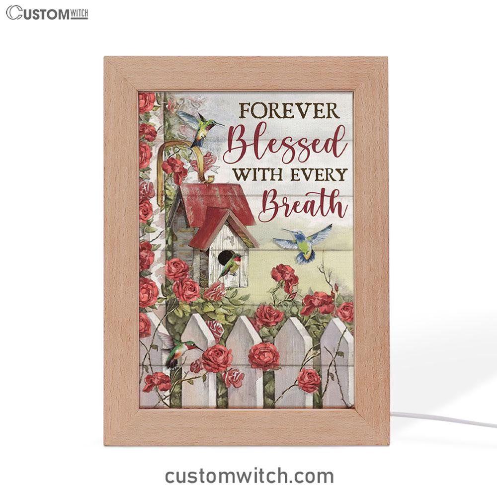 Forever Blessed With Every Breath Red Rose Garden Hummingbird Frame Lamp Art - Christian Art Decor - Religious Gifts Night Light