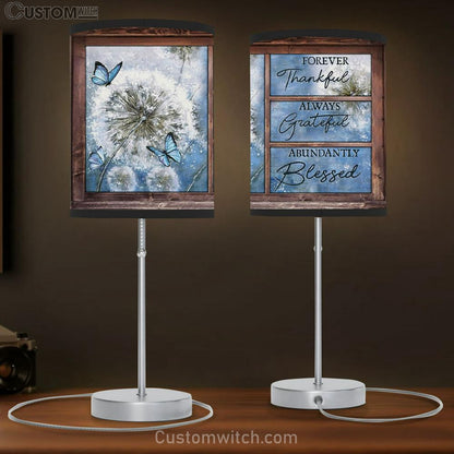 Forever Thankful Always Grateful Abundantly Blessed Table Lamb Gift Print - Christian Bedroom Decor