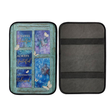 Forever Thankful Always Grateful Dandelion White Butterfly Car Center Console Cover, Christian Car Accessories