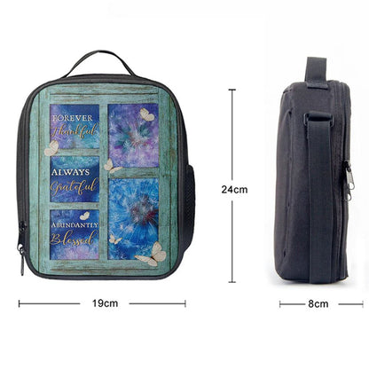 Forever Thankful Always Grateful Dandelion White Butterfly Lunch Bag, Christian Lunch Bag, Religious Lunch Box For School, Picnic