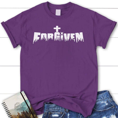 Forgiven With Cross Womens Christian T Shirt, Blessed T Shirt, Bible T shirt, T shirt Women