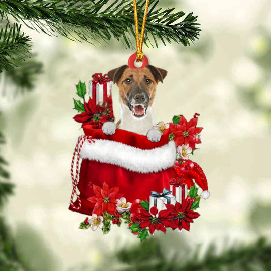 Fox Terrier In Gift Bag Christmas Ornament, Christmas Gift, Christmas Tree Decorations, Christmas Ornament 2023