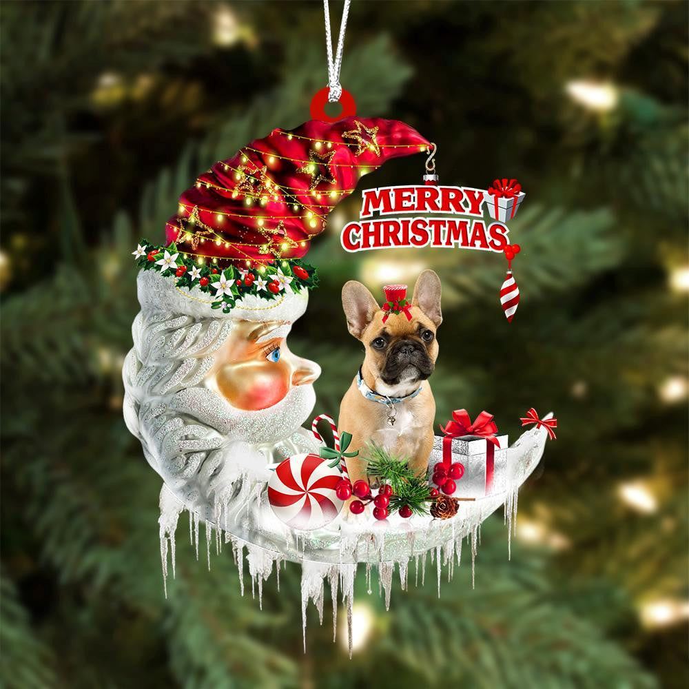 French Bulldog On The Moon Merry Christmas Hanging Ornament, Christmas Gift, Christmas Tree Decorations, Christmas Ornament 2023