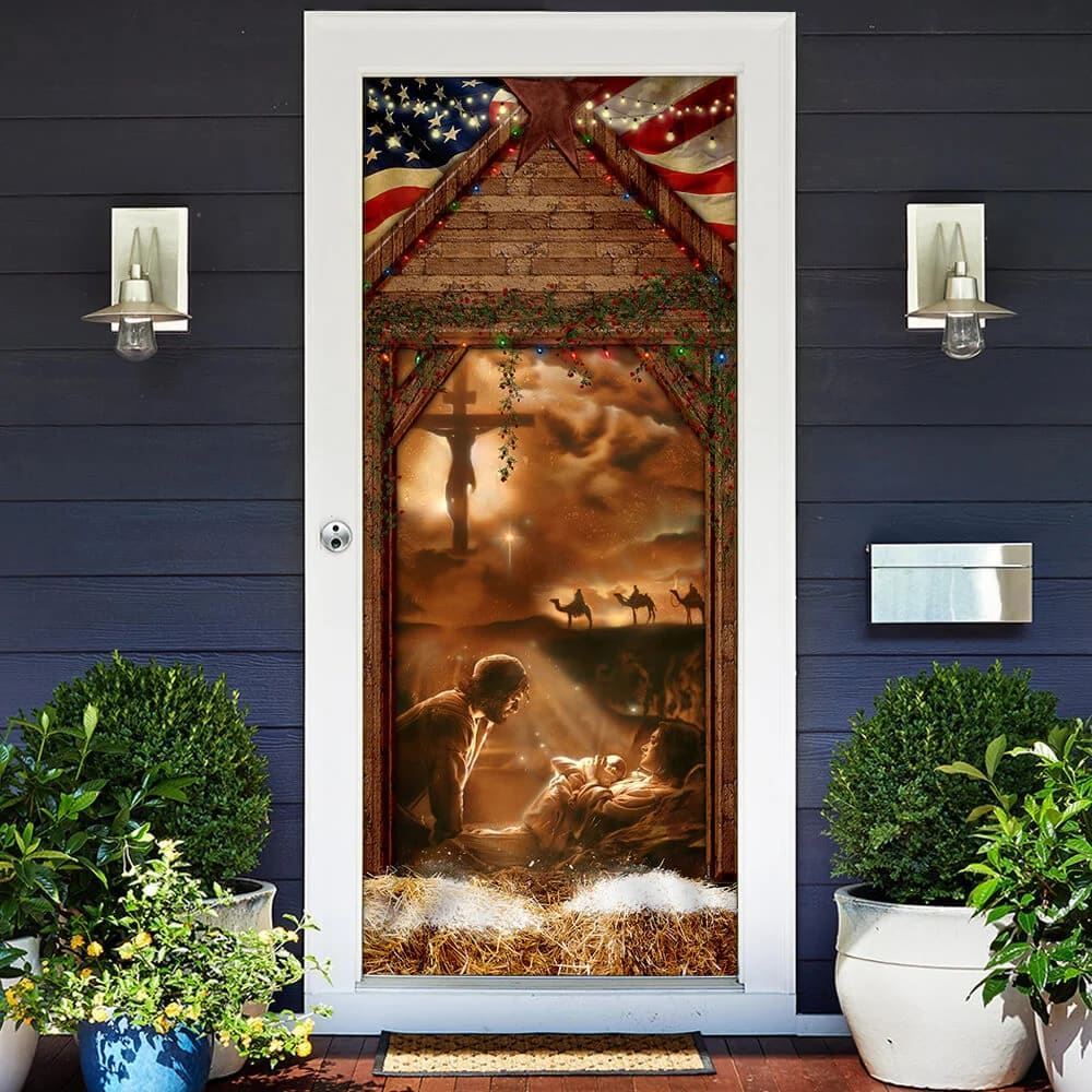 From The Manger To The Cross Door Cover, Christian Door Decor, Door Christian Church, Christian Door Plaques