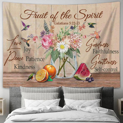 Fruit Of The Spirit Galatians 522-23 Bible Verse Tapestry Wall Art - Christian Wall Decor