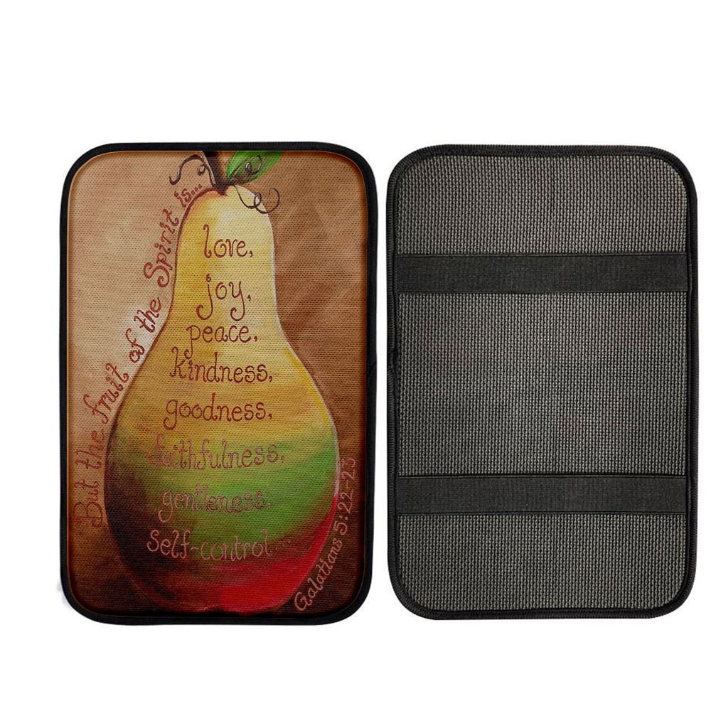 Fruits Of The Spirit On A Pear Galatians 5 22 23 Car Center Console Cover, Religious Car Interior Accessories