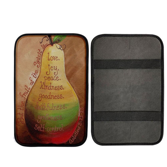 Fruits Of The Spirit On A Pear Galatians 5 22 23 Car Center Console Cover, Religious Car Interior Accessories