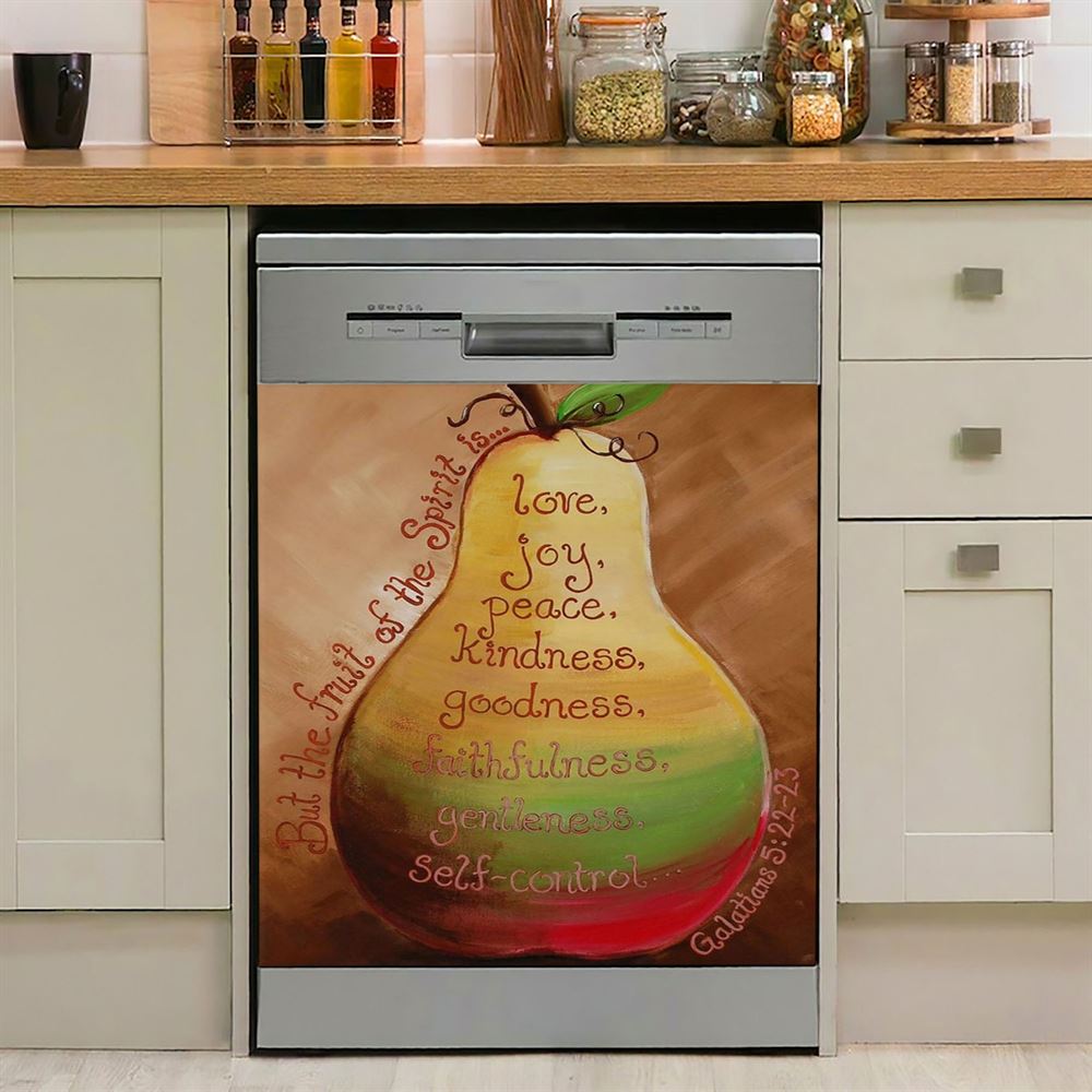 Fruits Of The Spirit On A Pear Galatians 5 22 23 Dishwasher Cover, Christian Dishwasher Magnet Cover