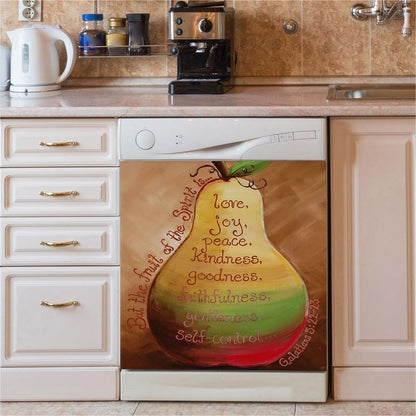 Fruits Of The Spirit On A Pear Galatians 5 22 23 Dishwasher Cover, Christian Dishwasher Magnet Cover
