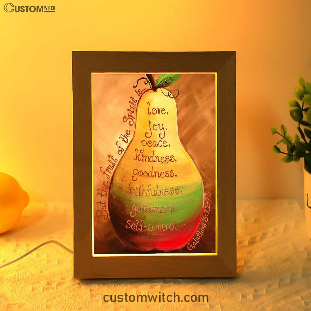 Fruits Of The Spirit On A Pear Galatians 5 22 23 Frame Lamp Art - Christian Night Light Decor