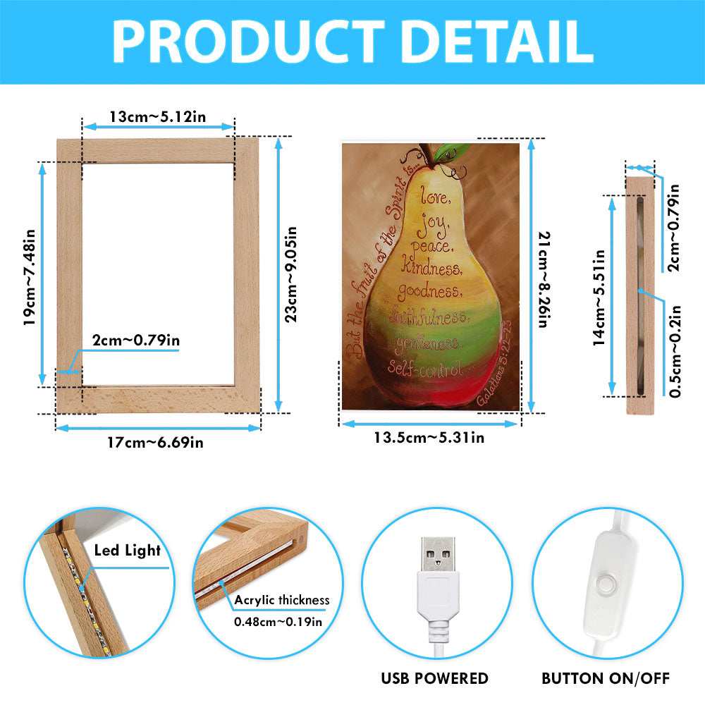 Fruits Of The Spirit On A Pear Galatians 5 22 23 Frame Lamp Art - Christian Night Light Decor