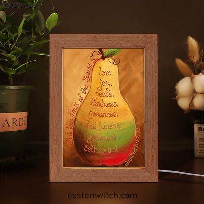 Fruits Of The Spirit On A Pear Galatians 5 22 23 Frame Lamp Art - Christian Night Light Decor