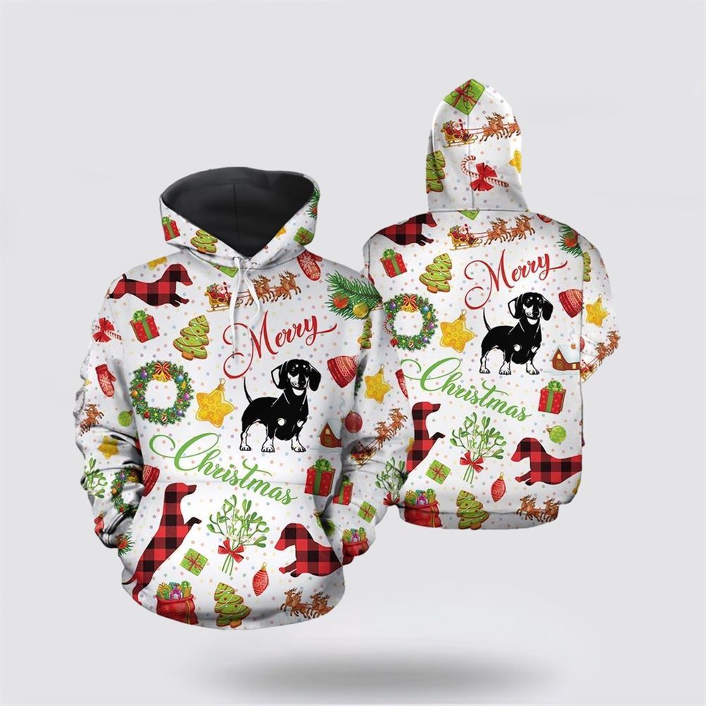 Funny Dachshund Christmas All Over Print 3D Hoodie For Men & Women, Christmas Dog Hoodie, Christmas Hoodie Cute, Christmas Gift