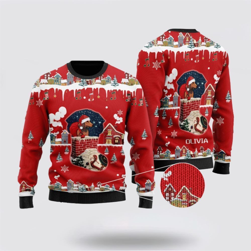 Funny Dachshund Santa Claus Christmas Ugly Christmas Sweater, Best Gift For Holiday, Christmas Crewneck Sweater, Christmas Winter Fashion