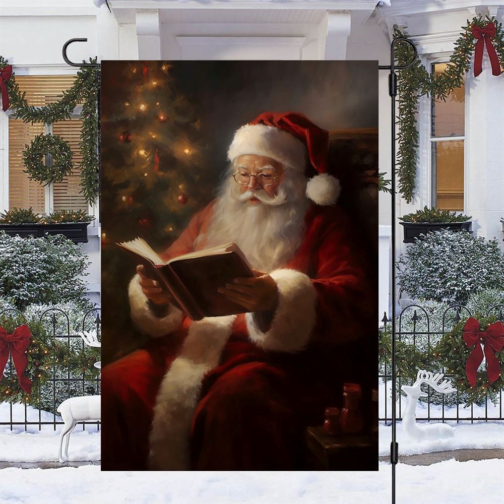 Funny Santa's Storytime Flag, Christmas Garden Flag, Home Decor Accessories, Christmas Outdoor Decor Ideas