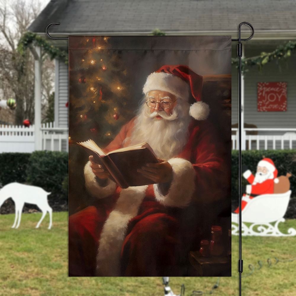 Funny Santa's Storytime Flag, Christmas Garden Flag, Home Decor Accessories, Christmas Outdoor Decor Ideas