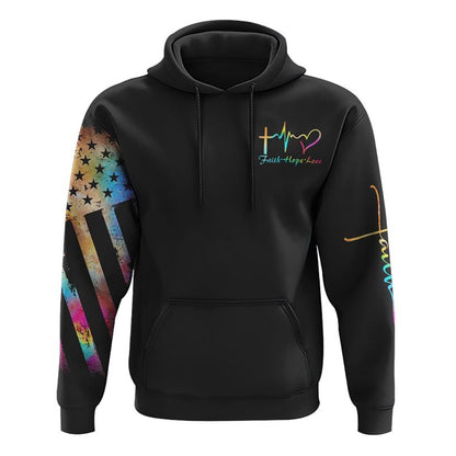 Galaxy Wings Faith Cross All Over Print 3D Hoodie, Christian Hoodie, Christian Sweatshirt, Bible Verse Shirt