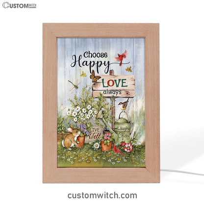 Garden Cute Rabbit Daisy Vase Frame Lamp- Choose Happy Love Always Frame Lamp Art - Christian Night Light