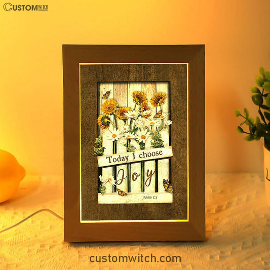 Garden Daisy Flower Sunflower Orange Butterfly Frame Lamp- Today I Choose Joy Frame Lamp Art - Christian Night Light