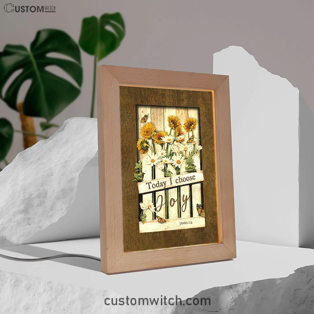 Garden Daisy Flower Sunflower Orange Butterfly Frame Lamp- Today I Choose Joy Frame Lamp Art - Christian Night Light