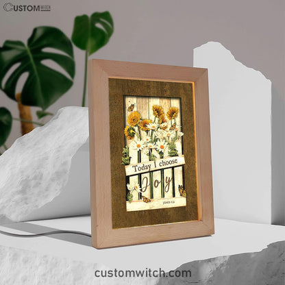 Garden Daisy Flower Sunflower Orange Butterfly Frame Lamp- Today I Choose Joy Frame Lamp Art - Christian Night Light