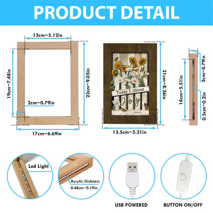 Garden Daisy Flower Sunflower Orange Butterfly Frame Lamp- Today I Choose Joy Frame Lamp Art - Christian Night Light
