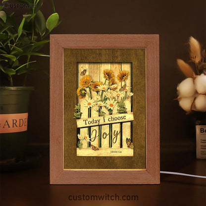 Garden Daisy Flower Sunflower Orange Butterfly Frame Lamp- Today I Choose Joy Frame Lamp Art - Christian Night Light