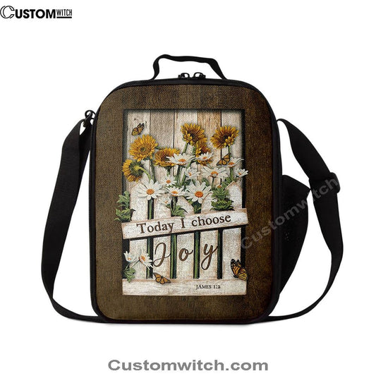 Garden Daisy Flower Sunflower Orange Butterfly Lunch Bag, Today I Choose Joy Lunch Bag, Christian Lunch Bag, Religious Lunch Box For School