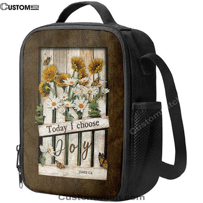Garden Daisy Flower Sunflower Orange Butterfly Lunch Bag, Today I Choose Joy Lunch Bag, Christian Lunch Bag, Religious Lunch Box For School