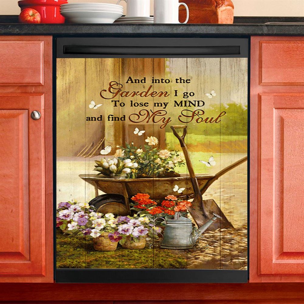 Garden Pretty Flower Pots White Butterfly, Into The Garden I Go To Loose My Mind Dishwasher Magnet Cover, Christian Kitchen Decor