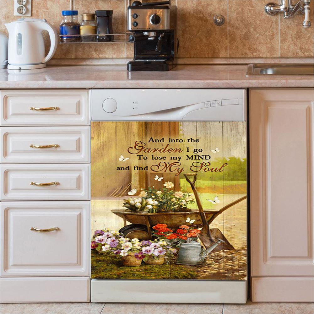 Garden Pretty Flower Pots White Butterfly, Into The Garden I Go To Loose My Mind Dishwasher Magnet Cover, Christian Kitchen Decor