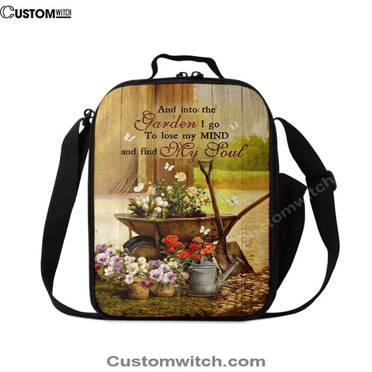 Garden Pretty Flower Pots White Butterfly, Into The Garden I Go To Loose My Mind Lunch Bag, Christian Lunch Bag, Religious Lunch Box For School