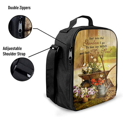 Garden Pretty Flower Pots White Butterfly, Into The Garden I Go To Loose My Mind Lunch Bag, Christian Lunch Bag, Religious Lunch Box For School