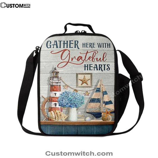 Gather Here With Grateful HeLunch Bags Lighthouse Lunch Bag, Christian Lunch Bag, Religious Lunch Box For School, Picnic