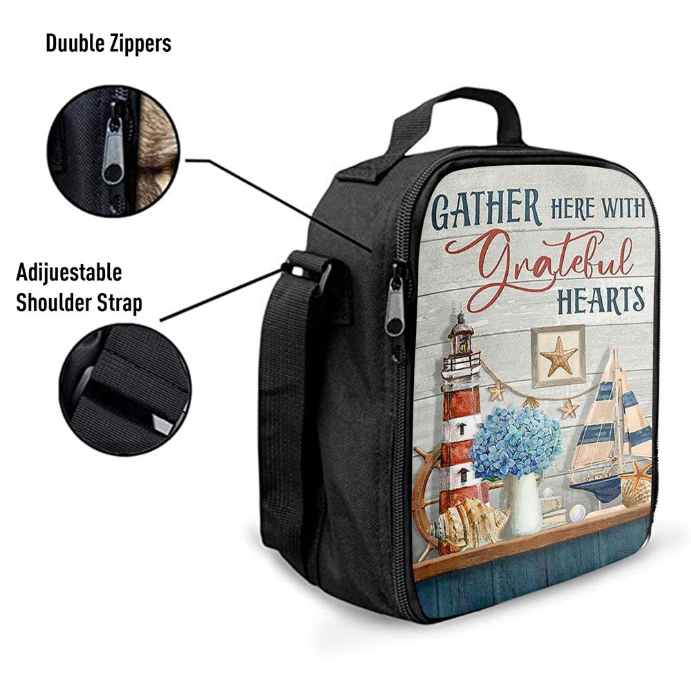 Gather Here With Grateful HeLunch Bags Lighthouse Lunch Bag, Christian Lunch Bag, Religious Lunch Box For School, Picnic
