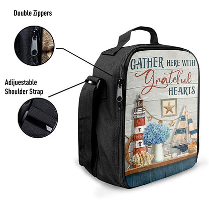 Gather Here With Grateful HeLunch Bags Lighthouse Lunch Bag, Christian Lunch Bag, Religious Lunch Box For School, Picnic