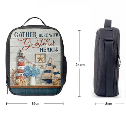 Gather Here With Grateful HeLunch Bags Lighthouse Lunch Bag, Christian Lunch Bag, Religious Lunch Box For School, Picnic